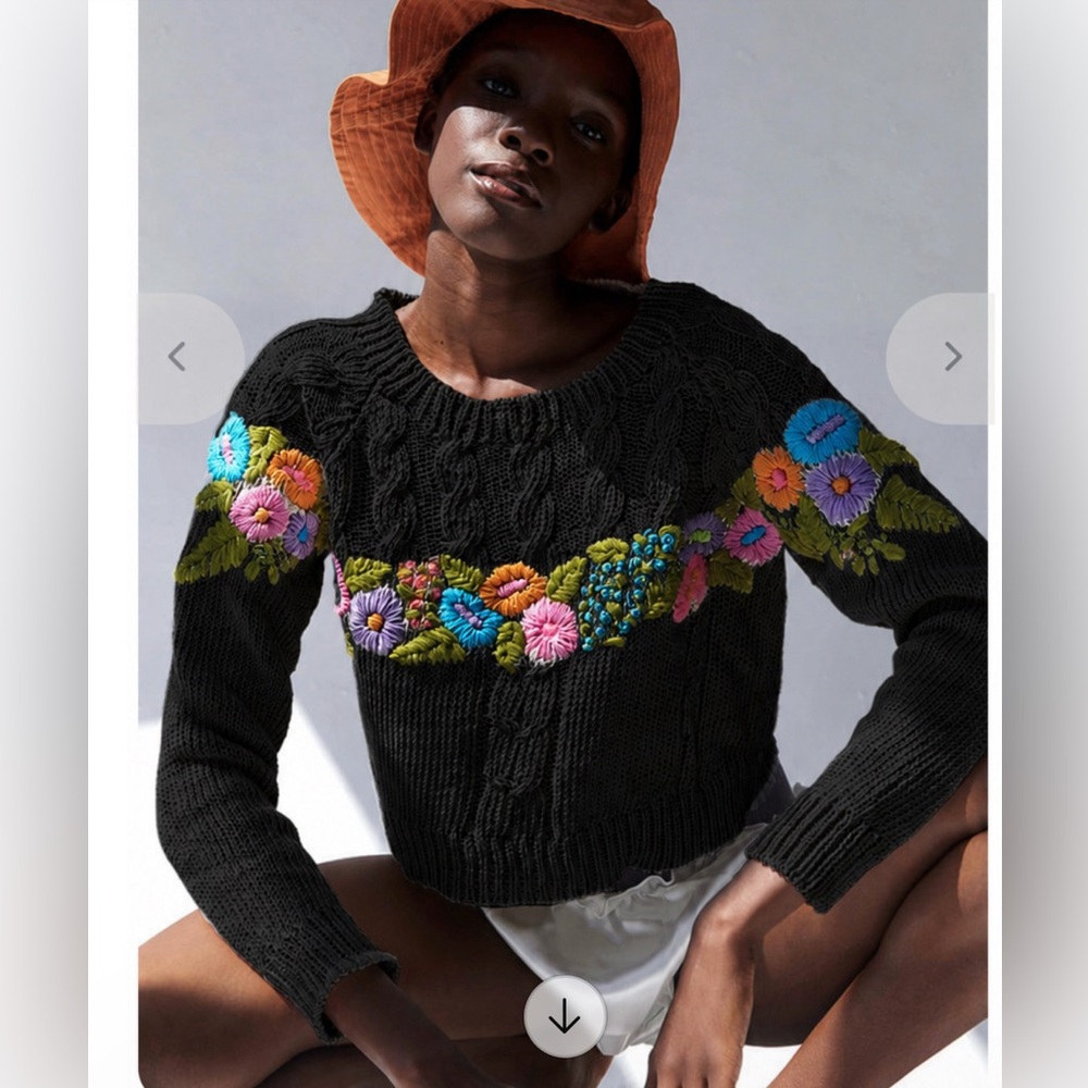 Tach hand embroidered cotton sweater M